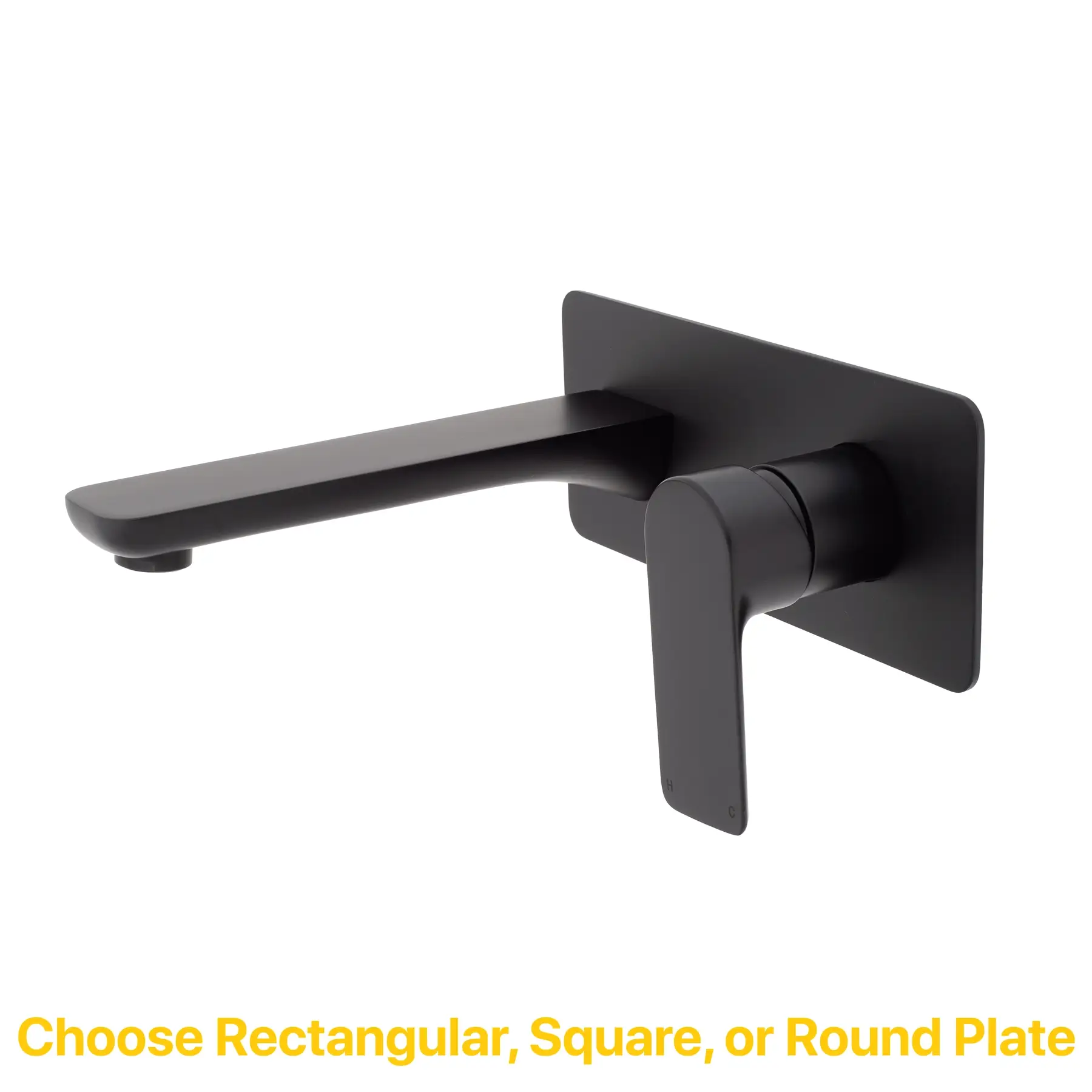 Jena Wall Mounted Basin/ Bath Mixer with Spout and Round Plates, Matte Black - Image 3