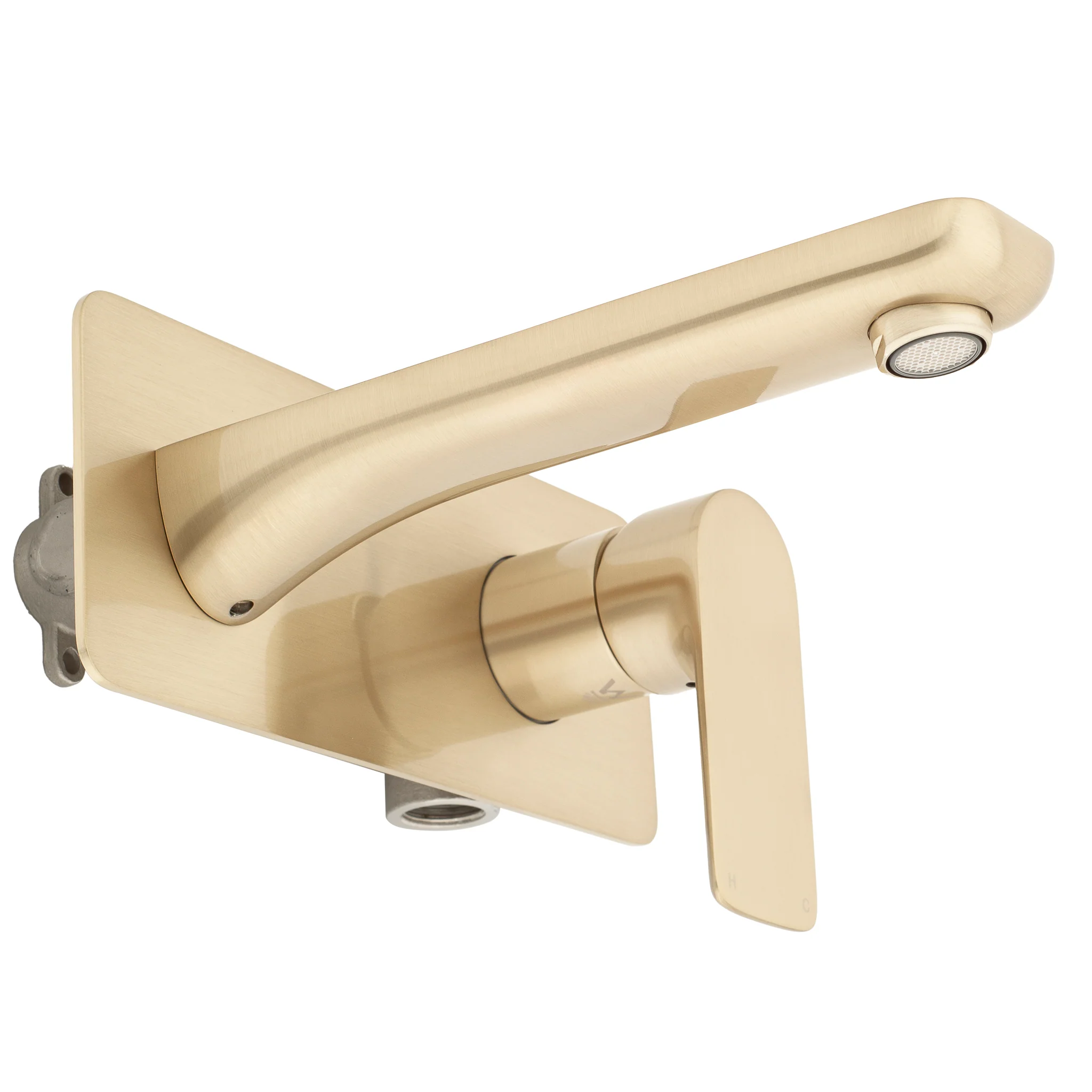 Jena Wall Mounted Basin/ Bath Mixer with Spout, PVD Brushed Brass (Gold) - Image 5