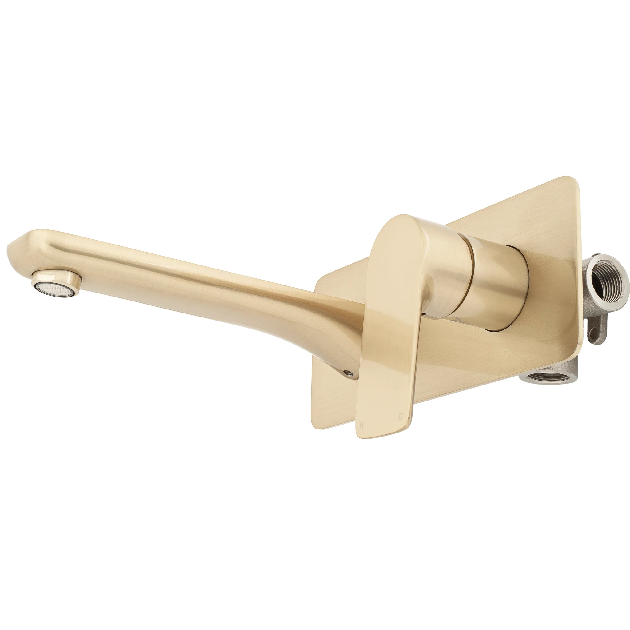 Jena Wall Mounted Basin/ Bath Mixer with Spout, PVD Brushed Brass (Gold) - Image 6
