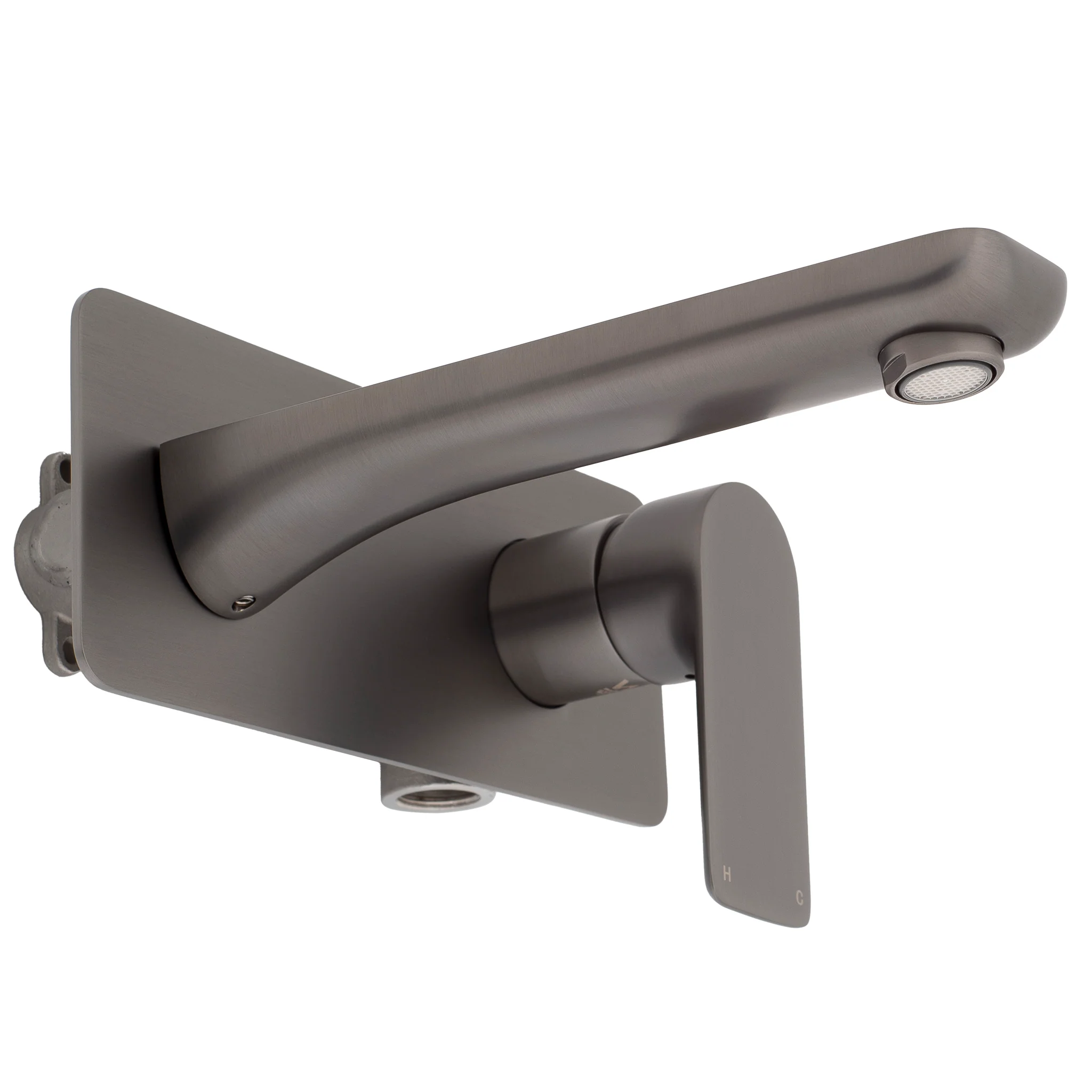 Jena Wall Mounted Basin/ Bath Mixer with Spout, PVD Brushed Gunmetal - Image 4