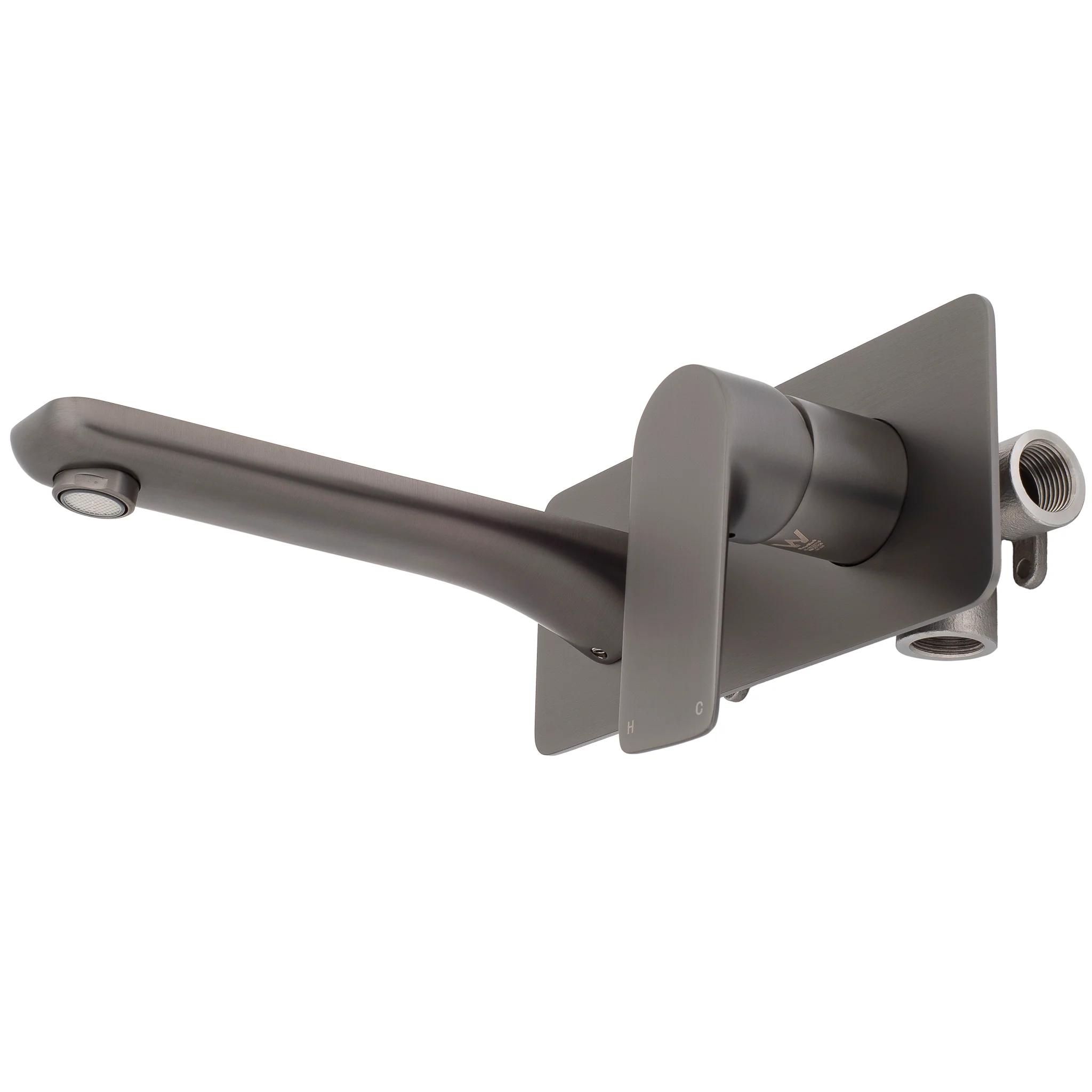 Jena Wall Mounted Basin/ Bath Mixer with Spout, PVD Brushed Gunmetal - Image 5