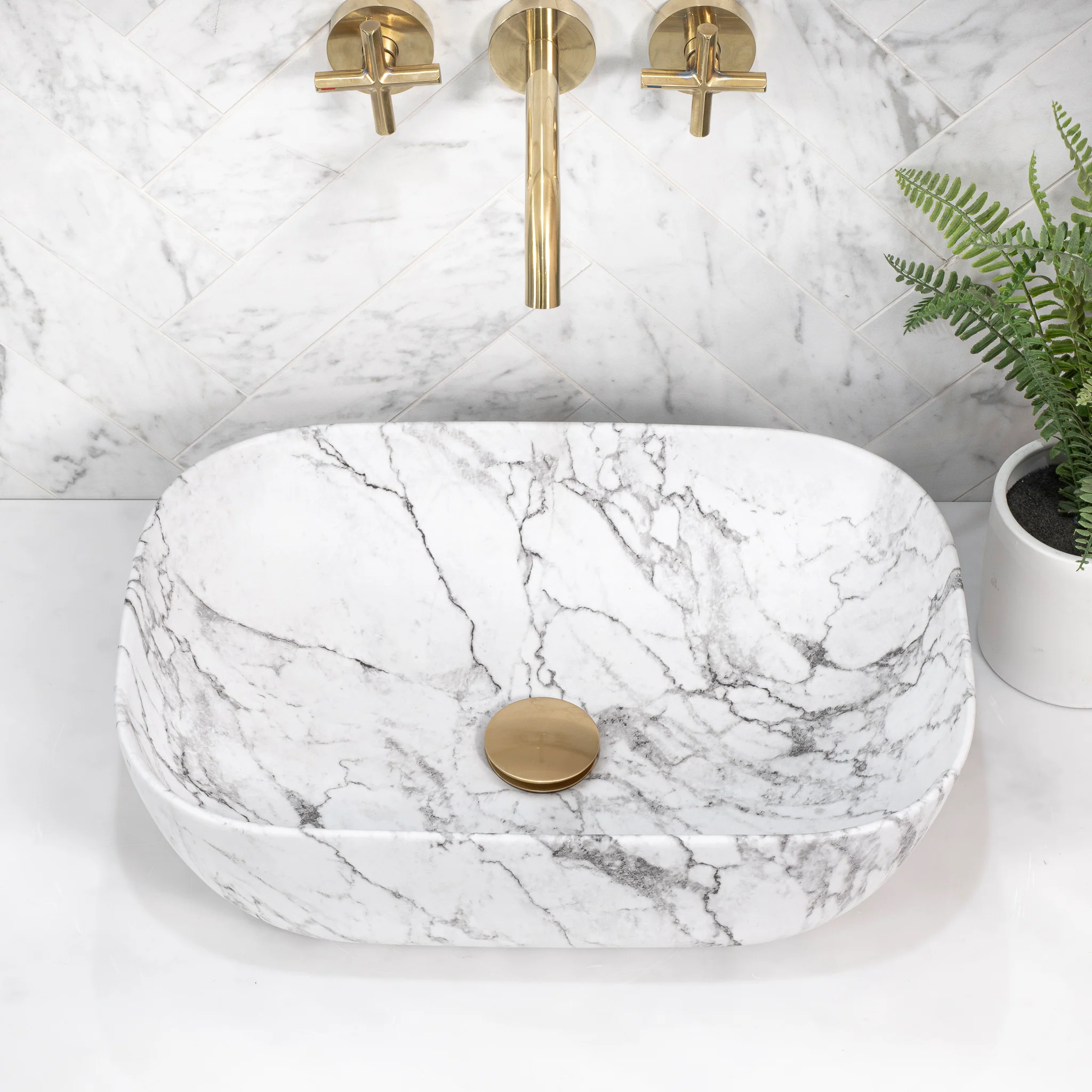 Julio 455mm x 325mm Above-Counter Basin, Matte Carrara - Image 2