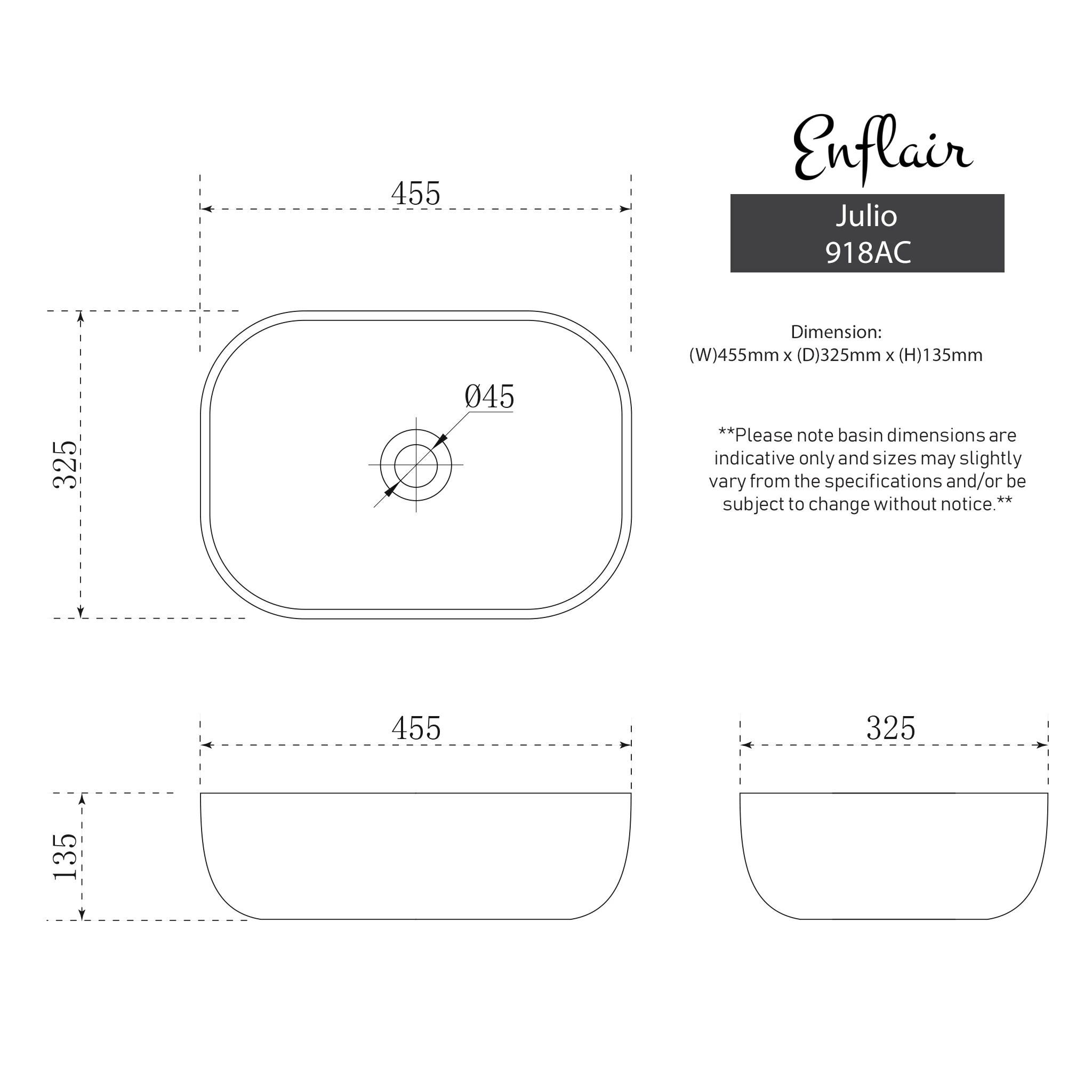 Julio 455mm x 325mm Above-Counter Basin, Gloss White - Image 5