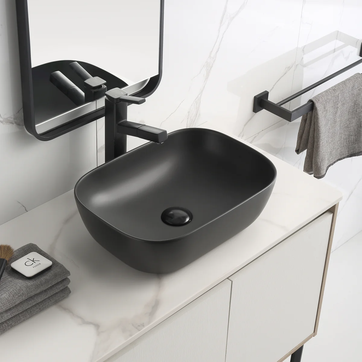 Julio 455mm x 325mm Above-Counter Basin, Matte Black - Image 2