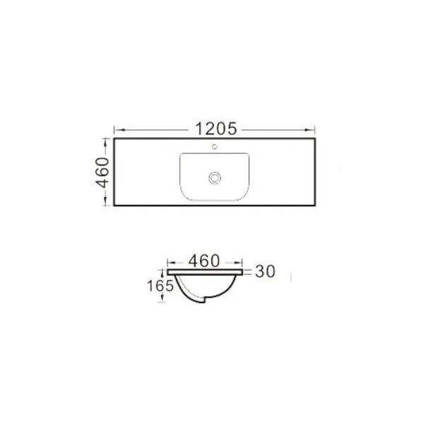 Kaku 1200mm Vanity Top with Integrated Sink and Overflow, Gloss White - Image 6