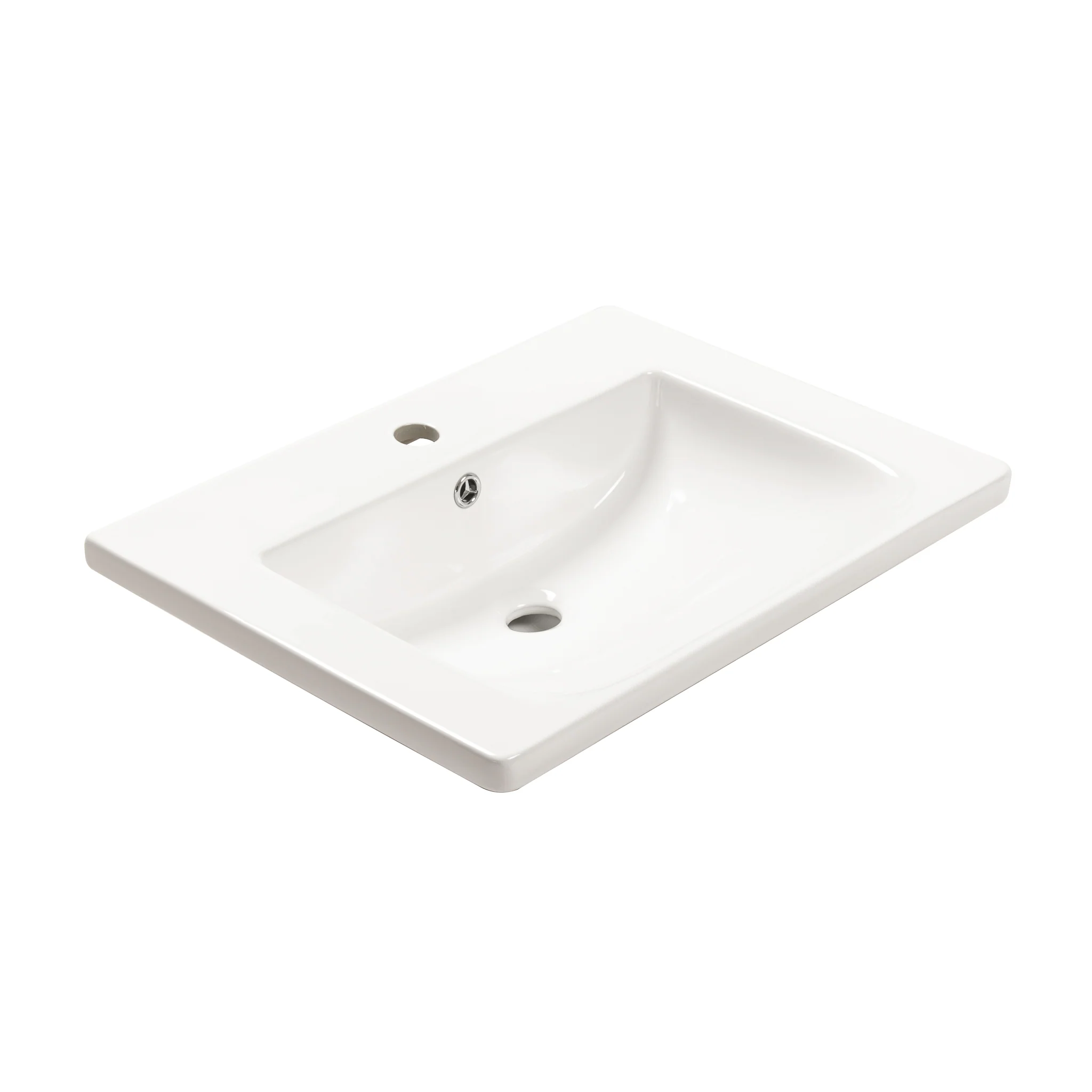 Kaku 600mm Vanity Top with Integrated Sink and Overflow, Gloss White