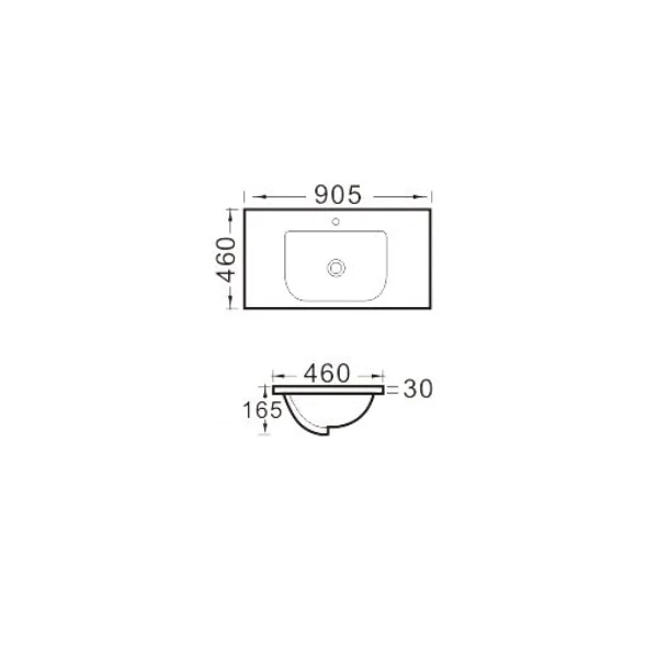 Kaku 900mm Vanity Top with Integrated Sink and Overflow, Matte White - Image 6