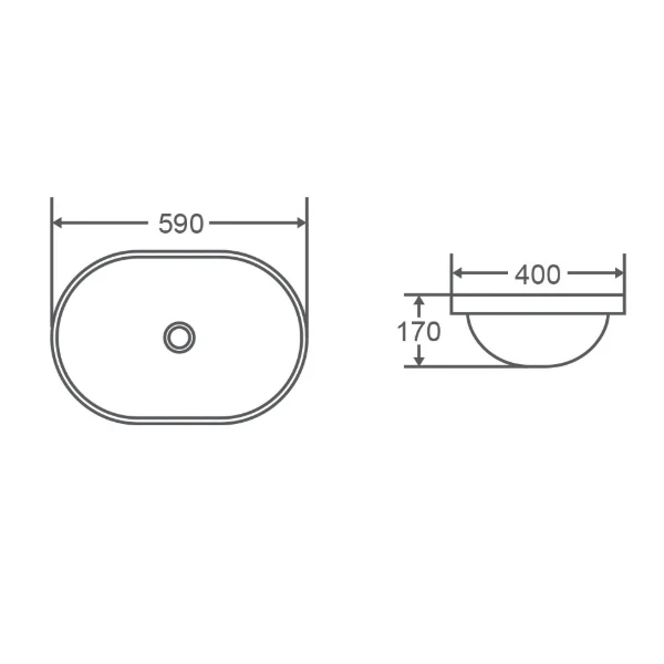 Kao 54S Semi-Inset 590mm x 400mm Basin | Gloss White | - Image 3