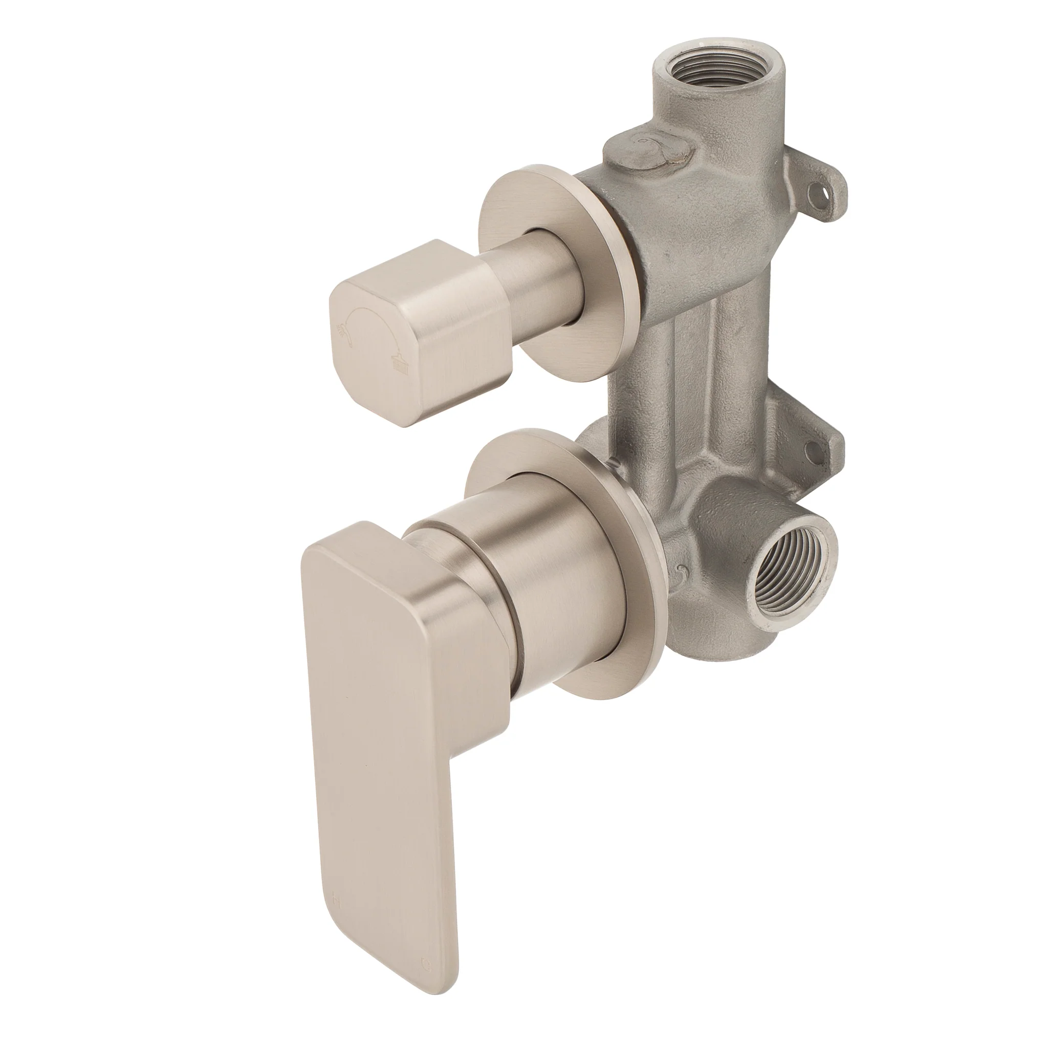 Kiki Shower/ Bath Wall Mixer with Diverter and Round Plates, Brushed Nickel - Image 2