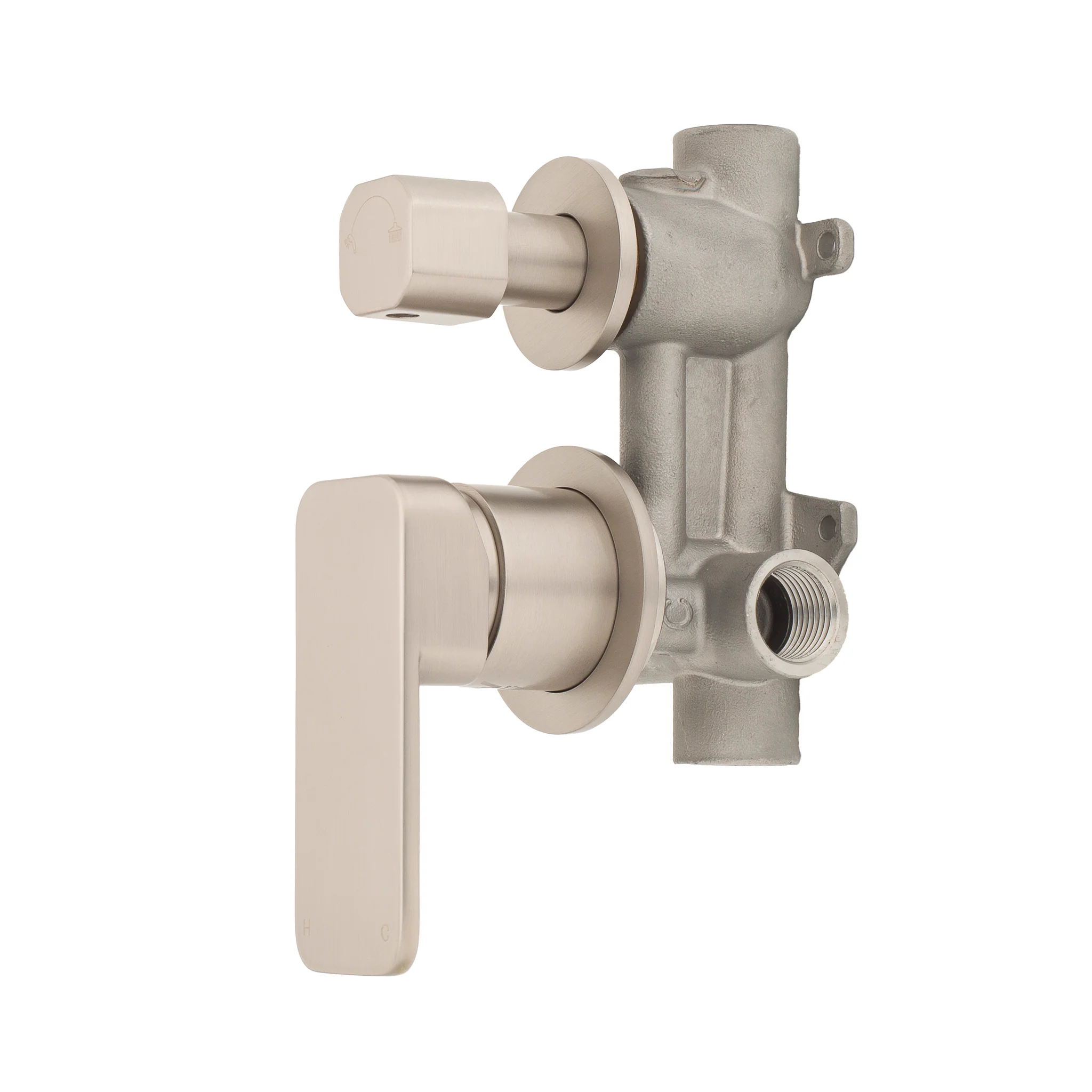 Kiki Shower/ Bath Wall Mixer with Diverter and Round Plates, Brushed Nickel - Image 4
