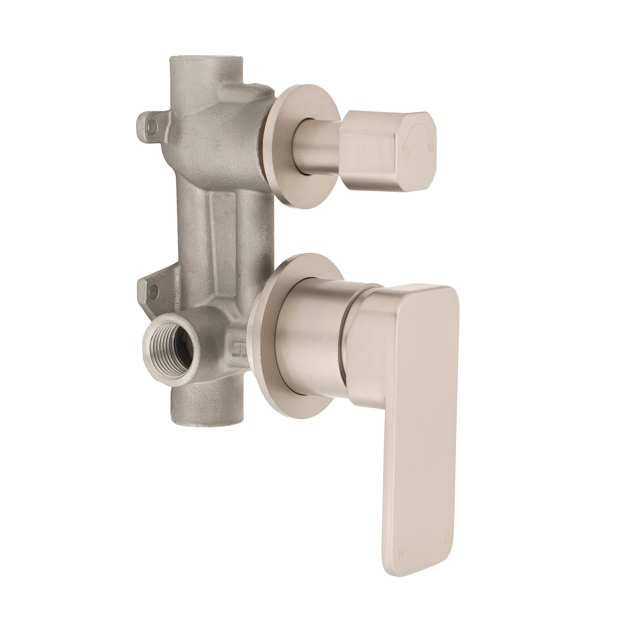 Kiki Shower/ Bath Wall Mixer with Diverter and Round Plates, Brushed Nickel - Image 5