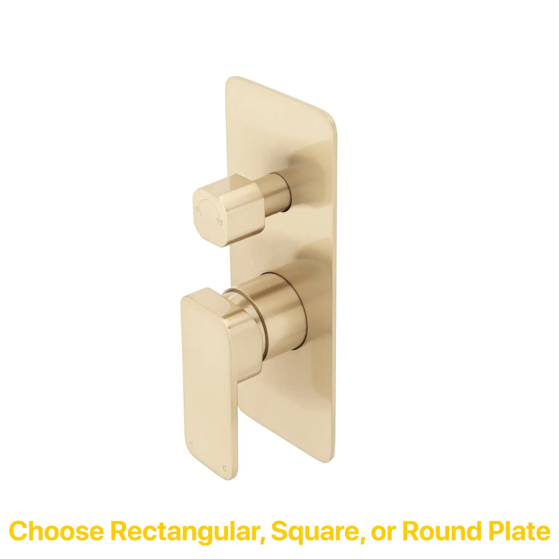 Kiki Shower/ Bath Wall Mixer with Diverter and Square Plates, Brushed Brass (Gold) - Image 3