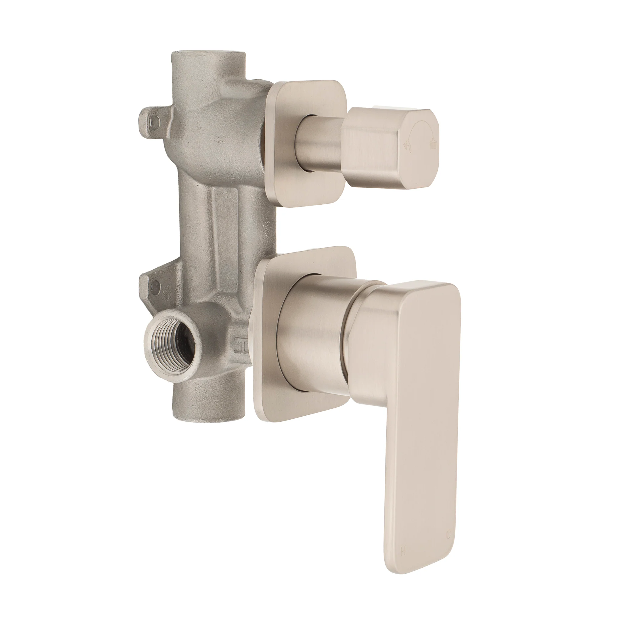 Kiki Shower/ Bath Wall Mixer with Diverter and Square Plates, Brushed Nickel - Image 5