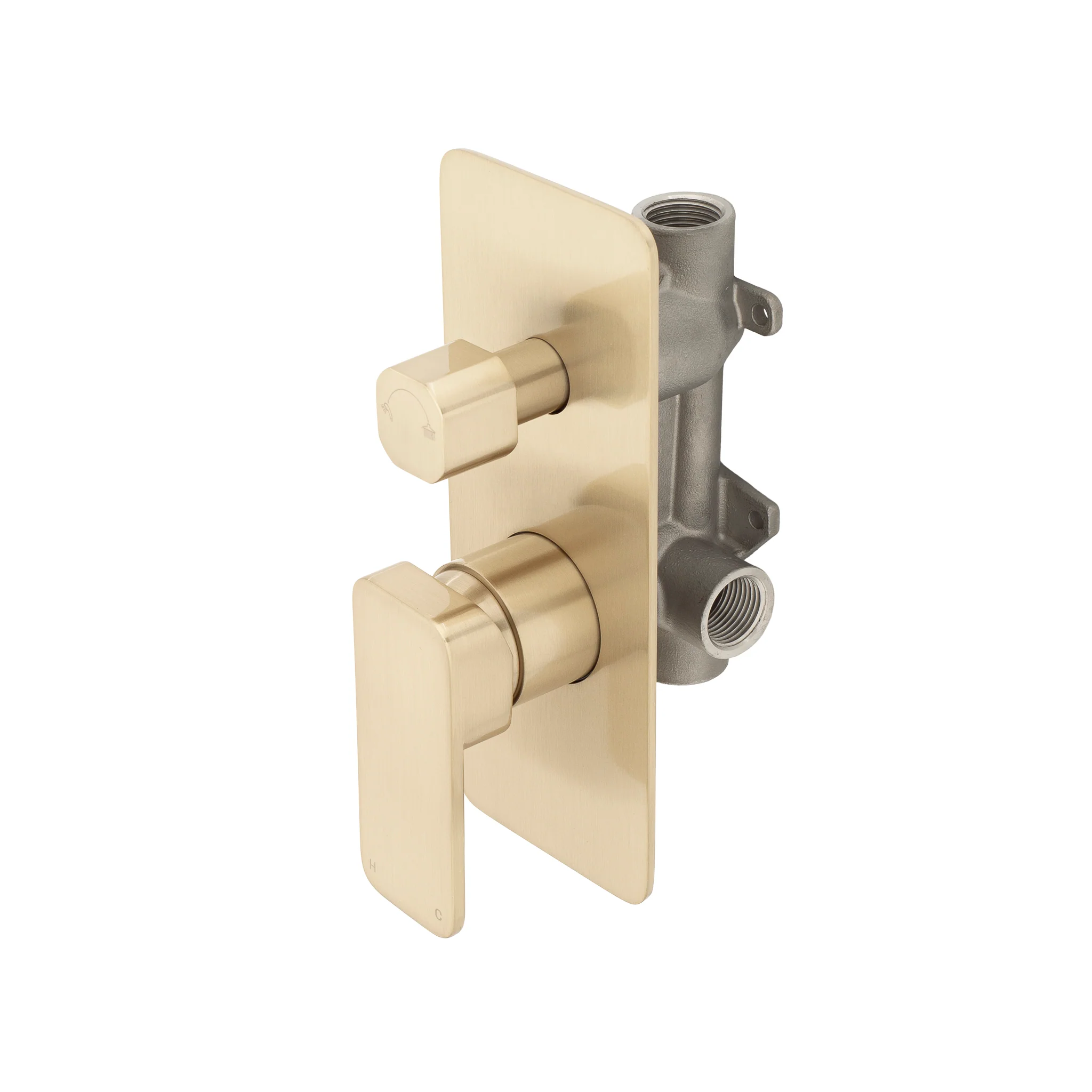 Kiki Shower/ Bath Wall Mixer with Diverter, PVD Brushed Brass (Gold) - Image 3