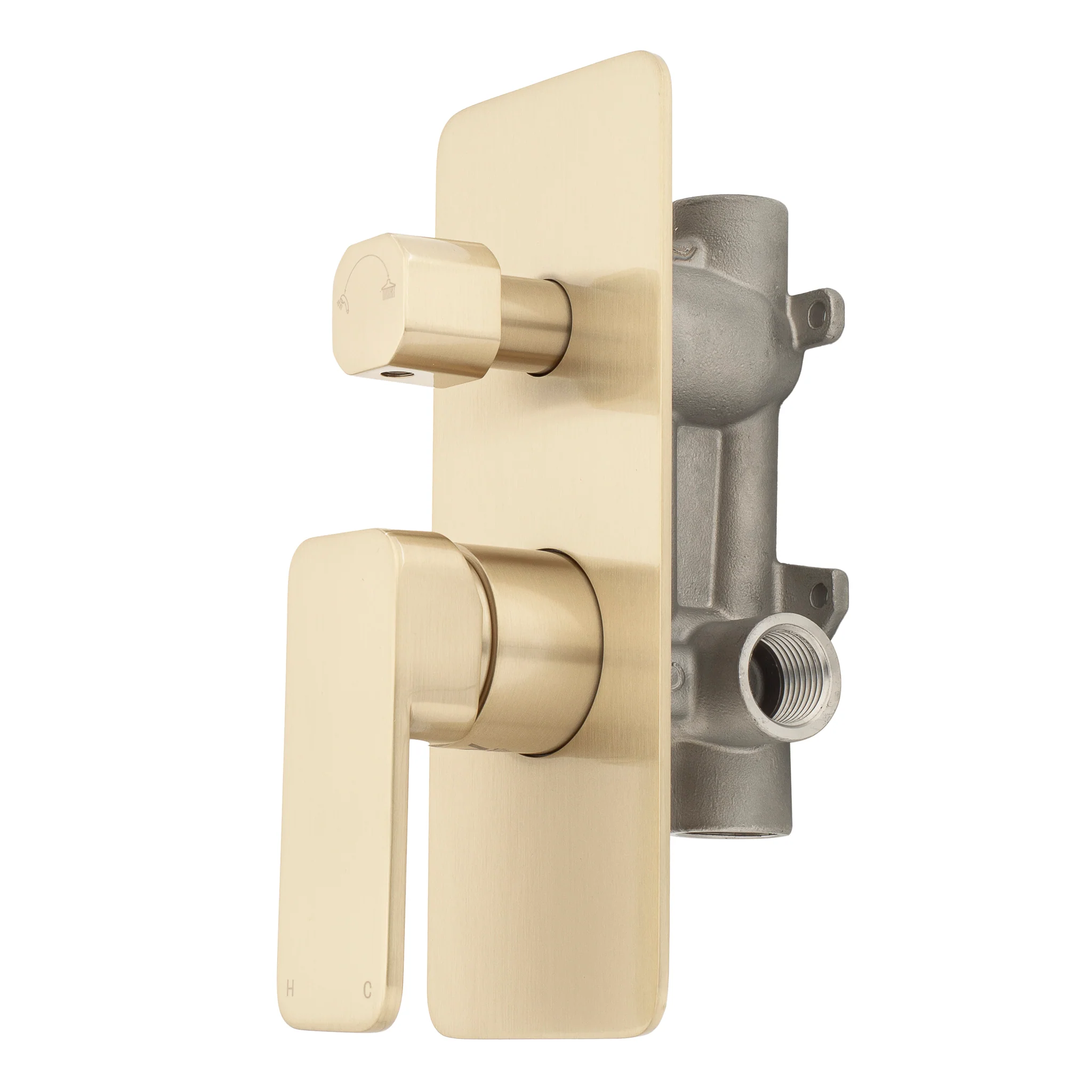 Kiki Shower/ Bath Wall Mixer with Diverter, PVD Brushed Brass (Gold) - Image 4