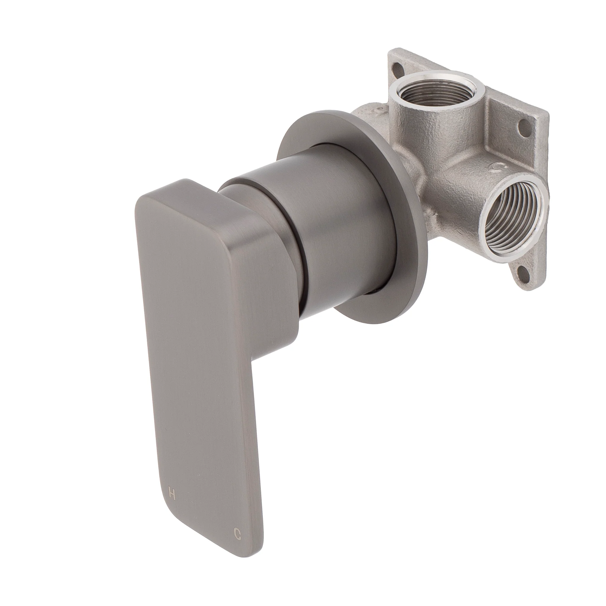 Kiki Shower/ Bath Wall Mixer with Round Plates, Brushed Gunmetal - Image 2