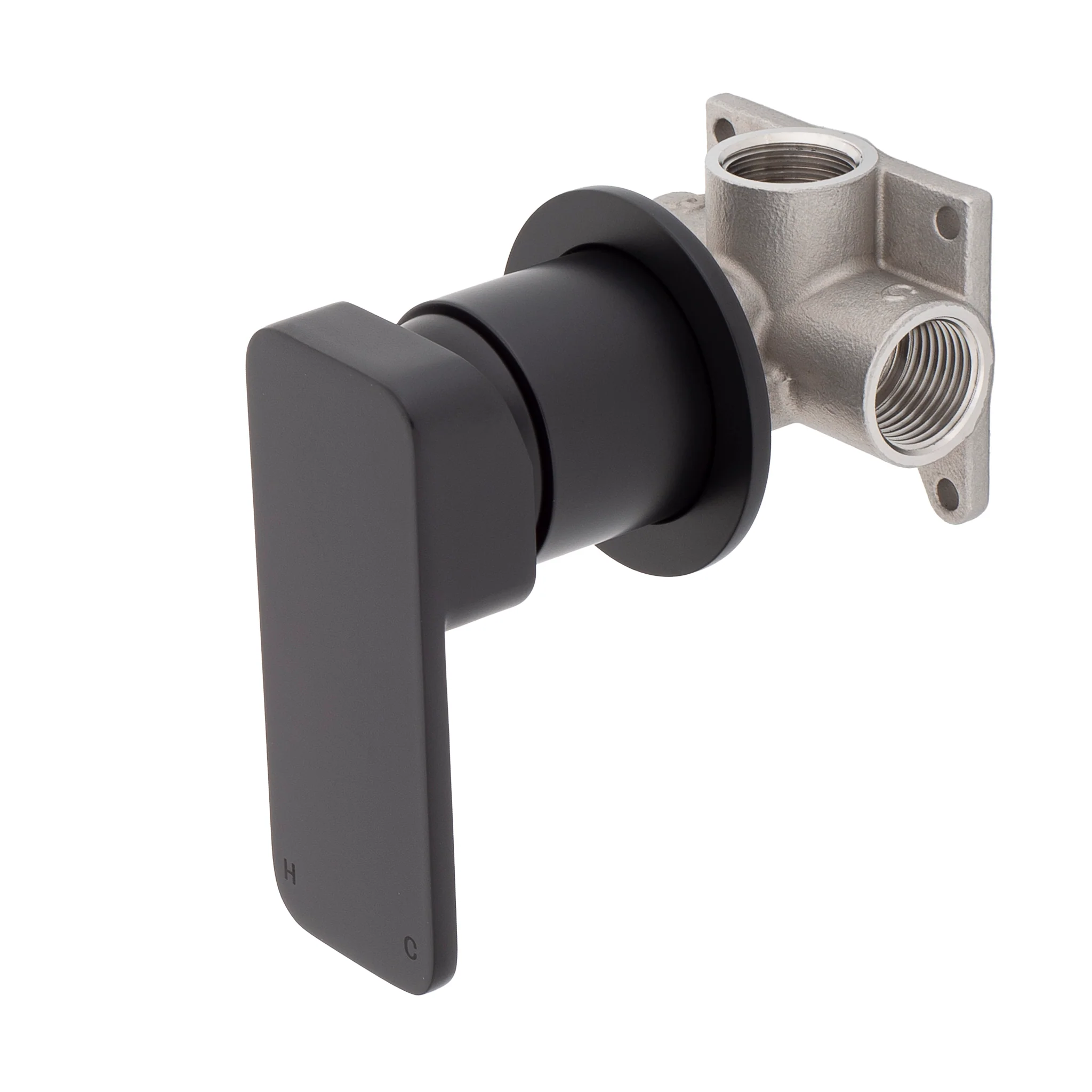 Kiki Shower/ Bath Wall Mixer with Round Plates, Matte Black - Image 2