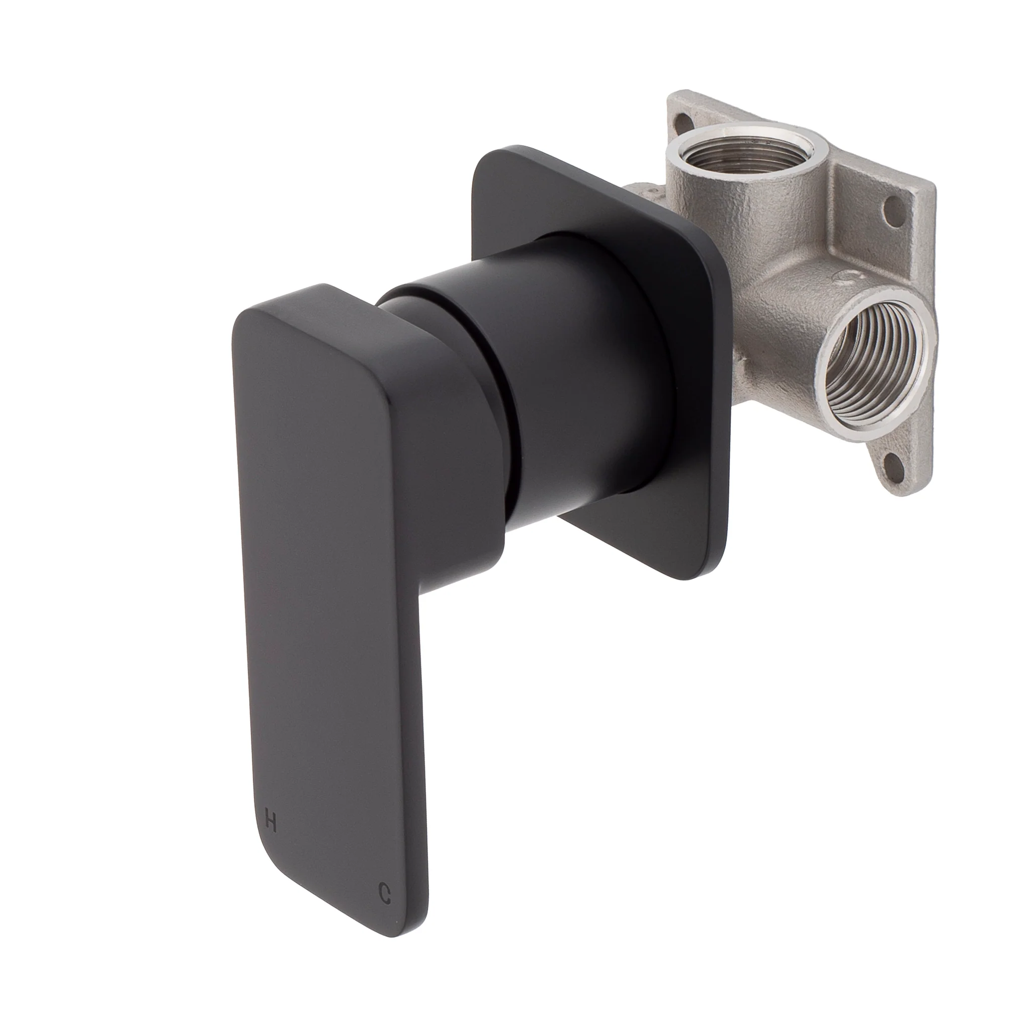 Kiki Shower/ Bath Wall Mixer with Square Plates, Matte Black - Image 2