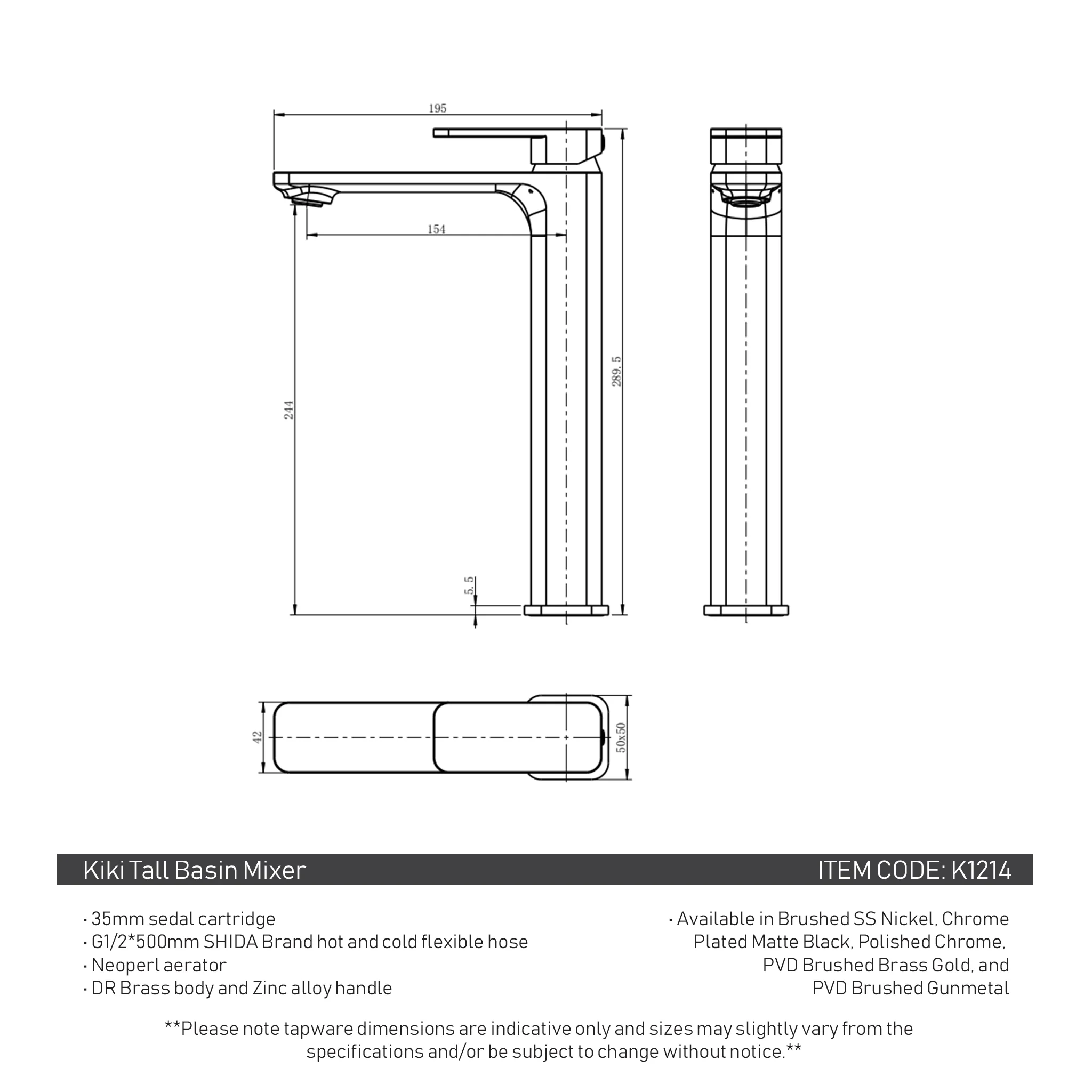 Kiki Tall Basin Mixer, Brushed Nickel - Image 3
