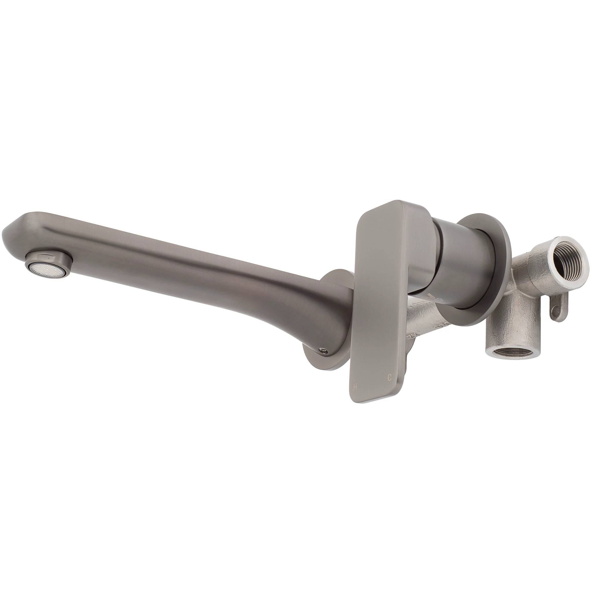 Kiki Wall Mounted Basin/ Bath Mixer with Spout and Round Plates, Brushed Gunmetal - Image 5