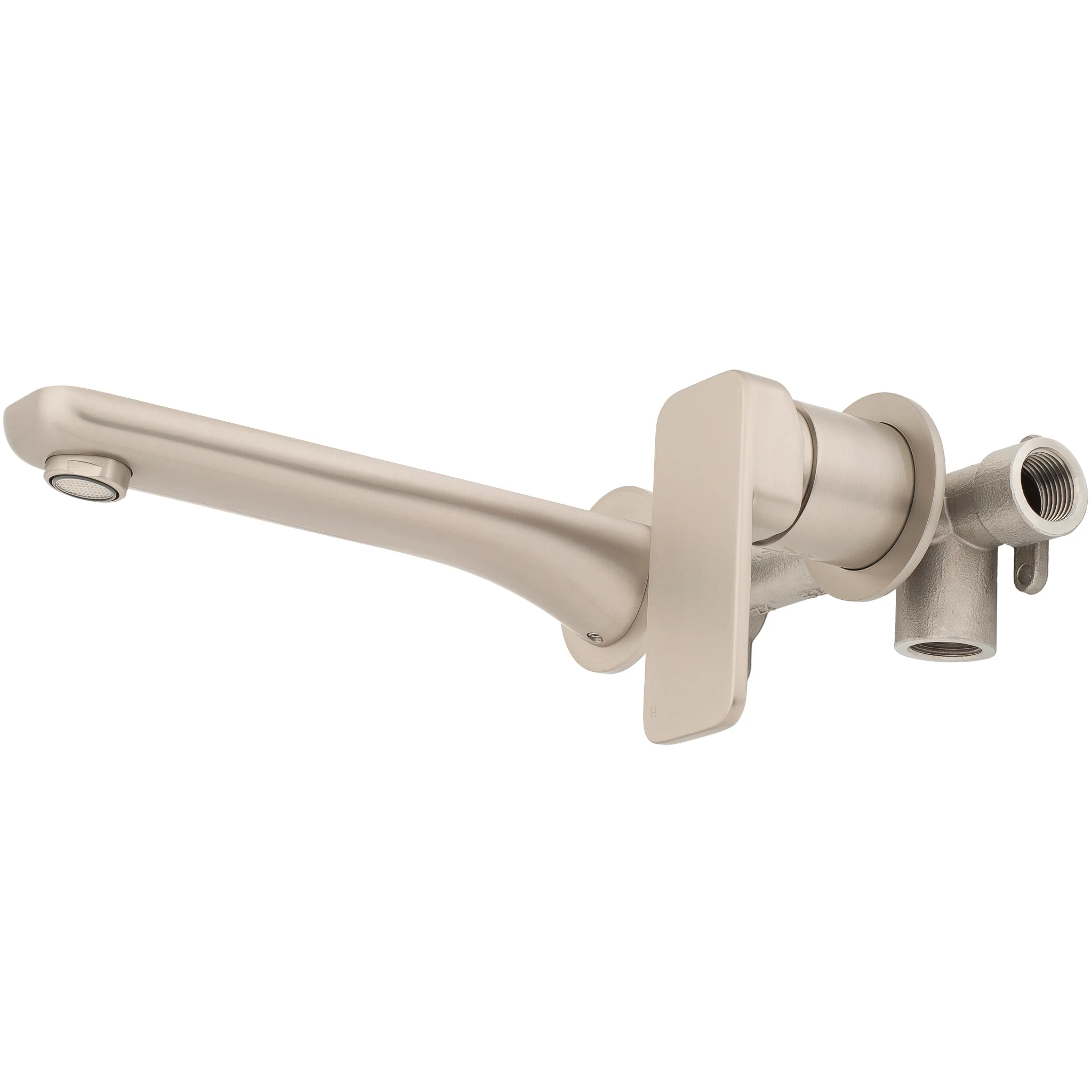 Kiki Wall Mounted Basin/ Bath Mixer with Spout and Round Plates, Brushed Nickel - Image 4