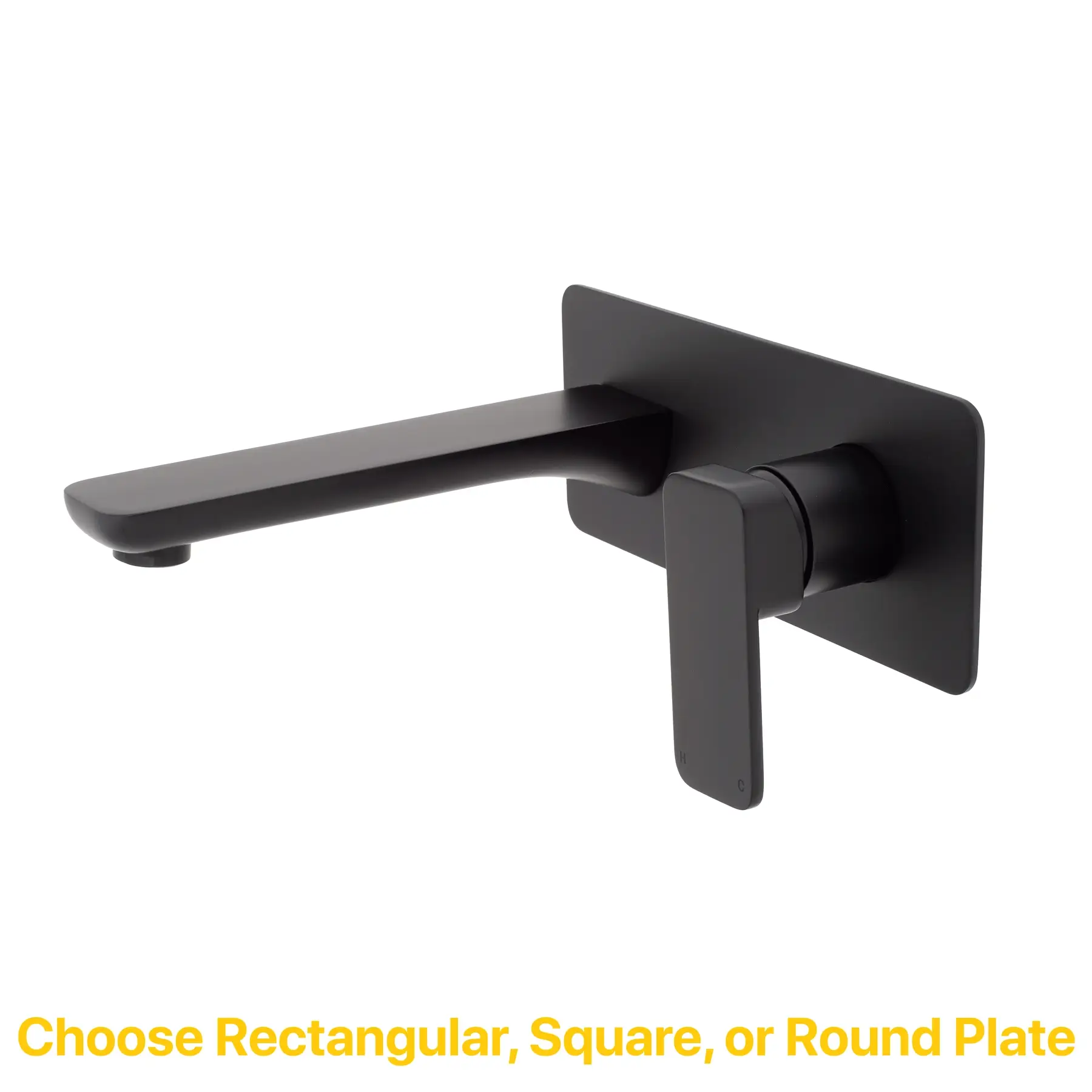 Kiki Wall Mounted Basin/ Bath Mixer with Spout and Round Plates, Matte Black - Image 3