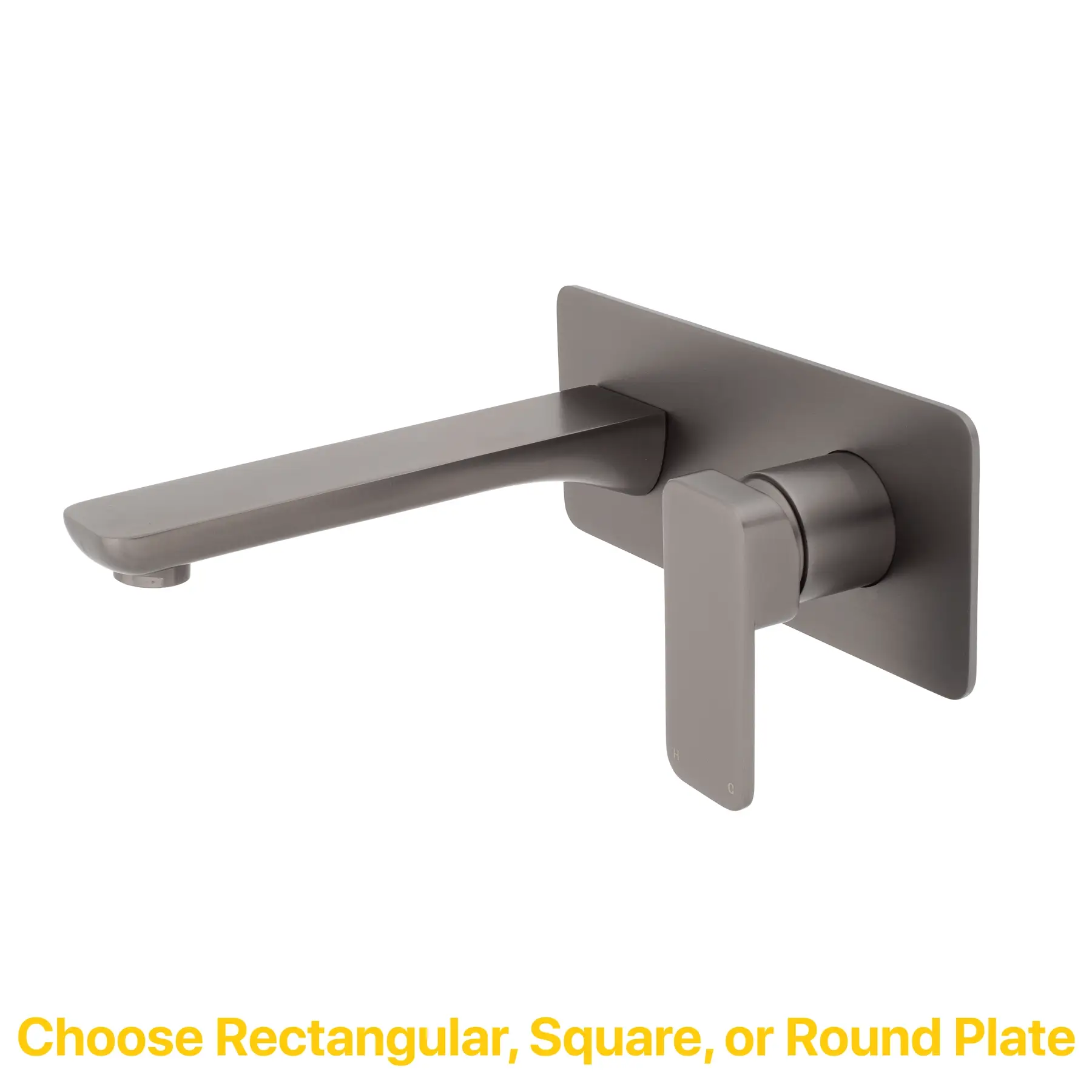 Kiki Wall Mounted Basin/ Bath Mixer with Spout and Square Plates, Brushed Gunmetal - Image 3