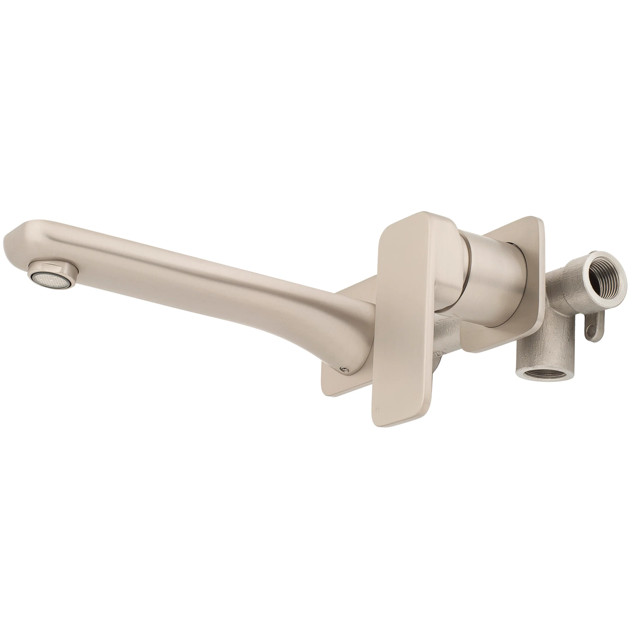 Kiki Wall Mounted Basin/ Bath Mixer with Spout and Square Plates, Brushed Nickel - Image 5