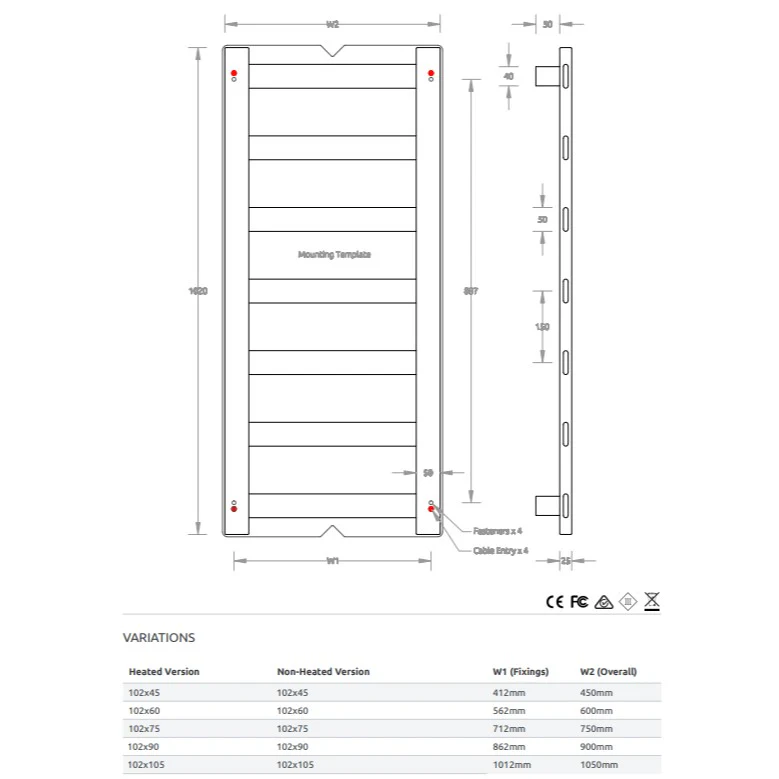 Soft Square 7 Bar Towel Ladder Available in Heated and Non Heated | 6 Colours and 5 Sizes Available | - Image 7