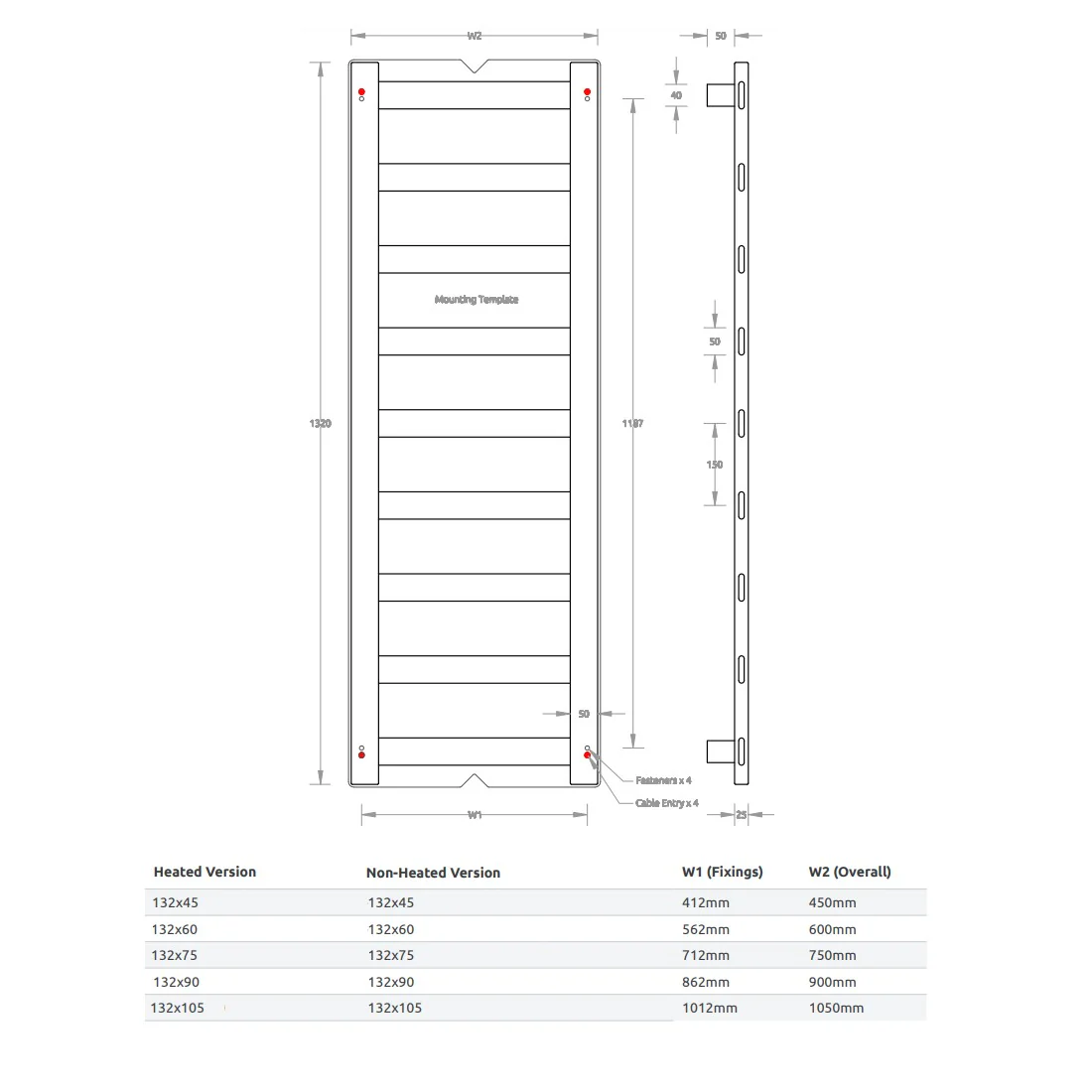 Soft Square 9 Bar Towel Ladder Available in Heated and Non Heated | 6 Colours and 4 Sizes Available | - Image 7