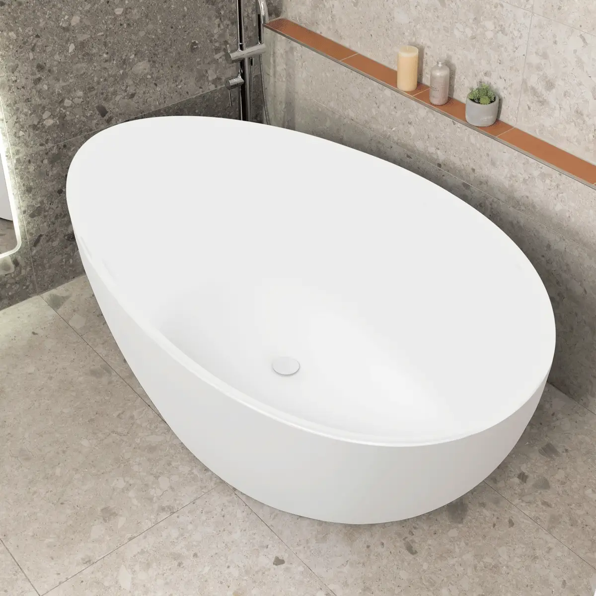**Clearance Stock** Nami Oval 1800mm Wide Freestanding Bath, Gloss White - Image 6
