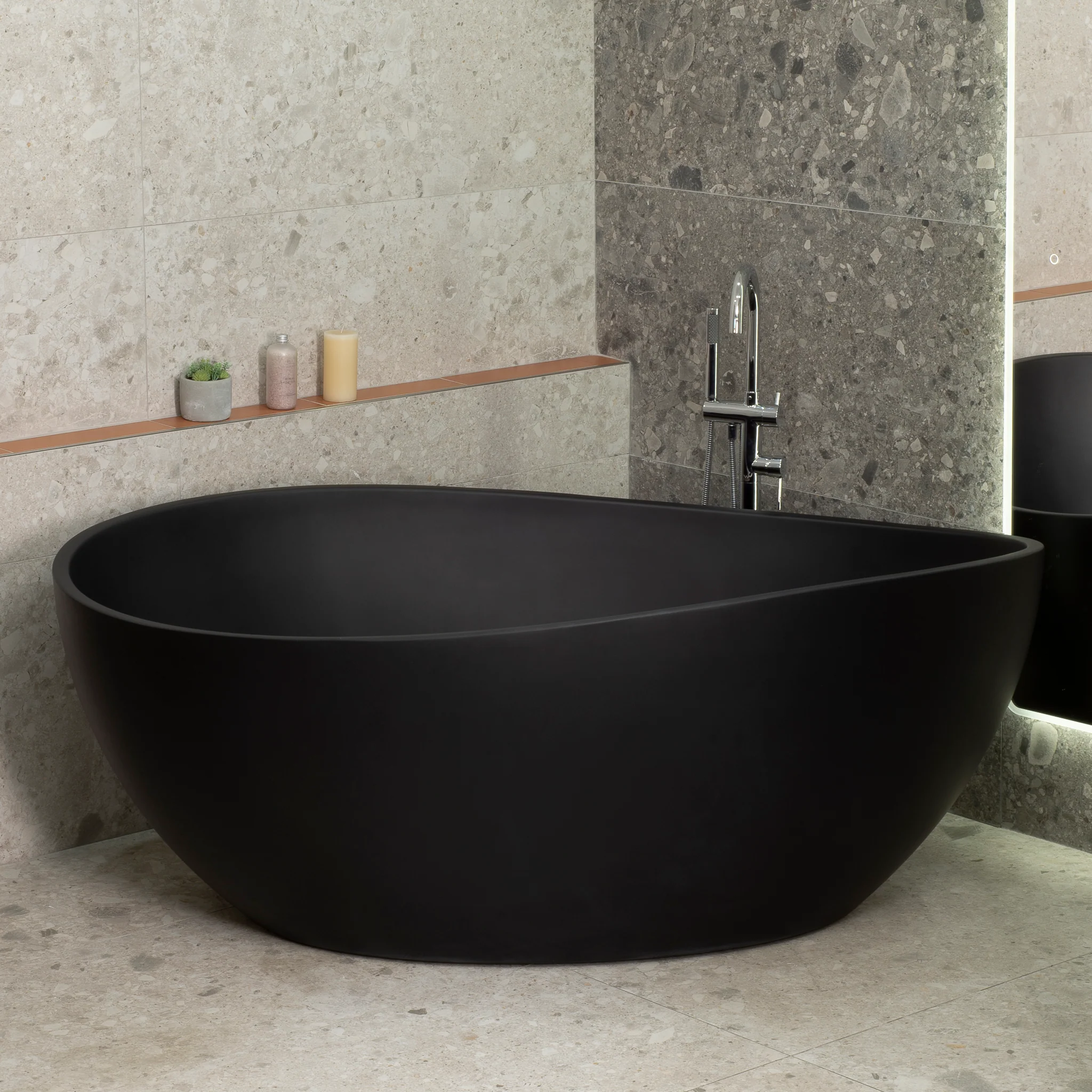 **Clearance Stock** Nami Oval 1800mm Wide Freestanding Bath, Matte Black - Image 4