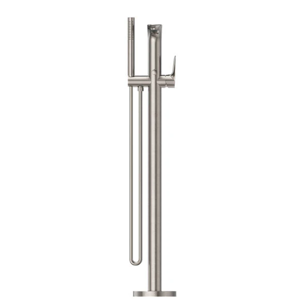 Nero Bianca Floor Standing Bath Mixer With Hand Shower | Brushed Nickel | - Image 2