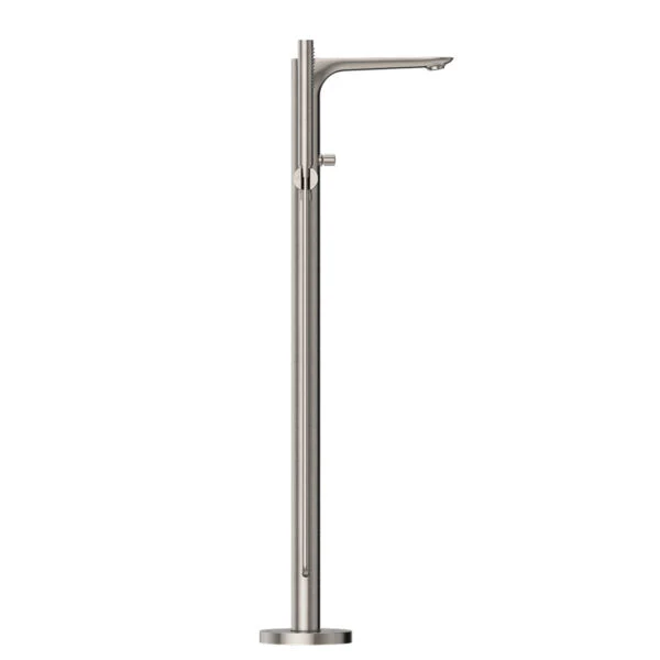Nero Bianca Floor Standing Bath Mixer With Hand Shower | Brushed Nickel | - Image 3