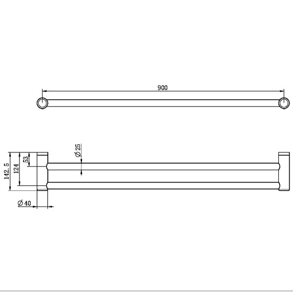 Nero Mecca Care 25mm Grab Double Towel Rail 900mm | Brushed Gold | - Image 3