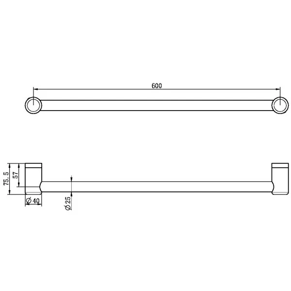 Nero Mecca Care 25mm Grab Rail 600mm | Brushed Bronze | - Image 3