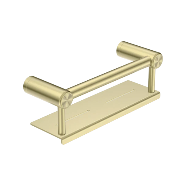 Nero Mecca Care 25mm Grab Rail With Shelf 300mm | Brushed Gold |