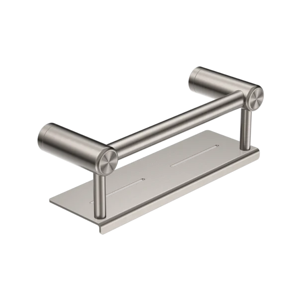 Nero Mecca Care 25mm Grab Rail With Shelf 300mm | Brushed Nickel |
