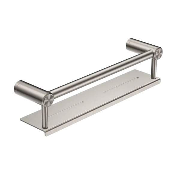 Nero Mecca Care 25mm Grab Rail With Shelf 450mm | Brushed Nickel |
