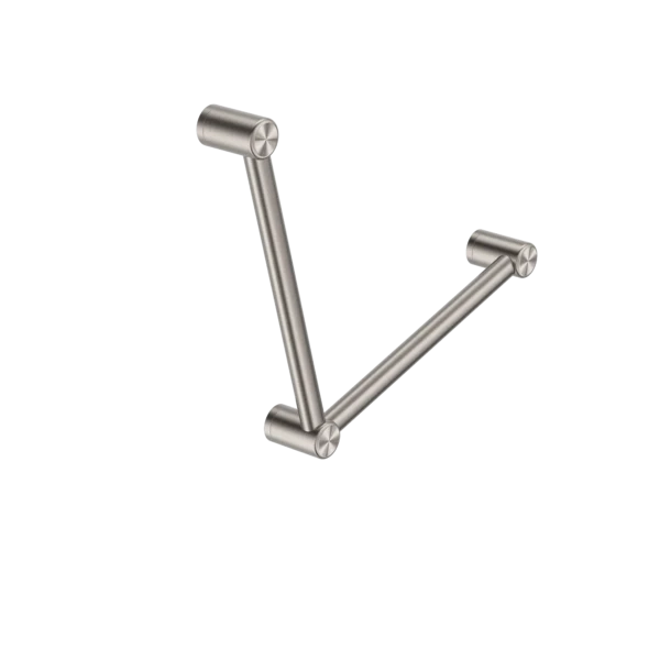 Nero Mecca Care 32mm Ambulant Toilet Grab Rail 90 Degree 450x450mm | Brushed Nickel |