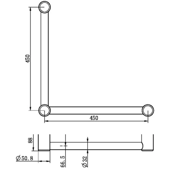 Nero Mecca Care 32mm Ambulant Toilet Grab Rail 90 Degree 450x450mm | Gun Metal | - Image 3