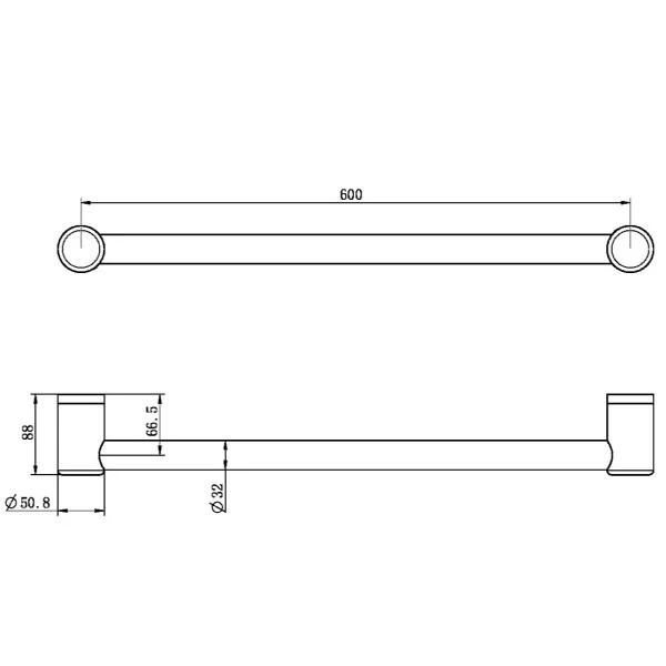 Nero Mecca Care 32mm Grab Rail 600mm | Gun Metal | - Image 3