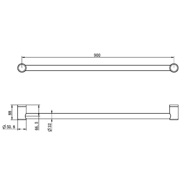 Nero Mecca Care 32mm Grab Rail 900mm | Gun Metal | - Image 3