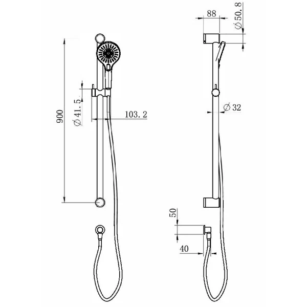 Nero Mecca Care 32mm Grab Rail And Adjustable Shower Rail Set 900mm | Brushed Bronze | - Image 2