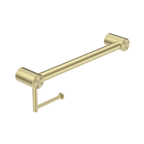 Nero Mecca Care 32mm Grab Rail With Toilet Roll Holder 450mm | Brushed Gold |
