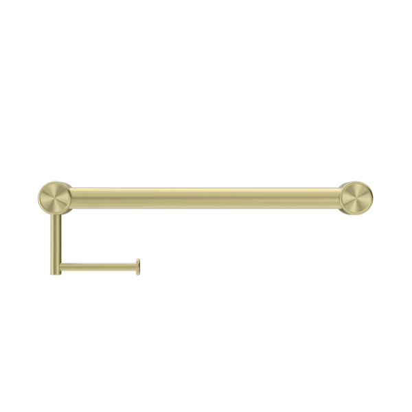 Nero Mecca Care 32mm Grab Rail With Toilet Roll Holder 450mm | Brushed Gold | - Image 2