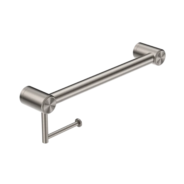 Nero Mecca Care 32mm Grab Rail With Toilet Roll Holder 450mm | Brushed Nickel |