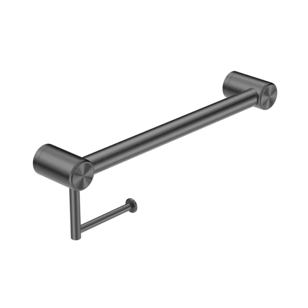 Nero Mecca Care 32mm Grab Rail With Toilet Roll Holder 450mm | Gun Metal |