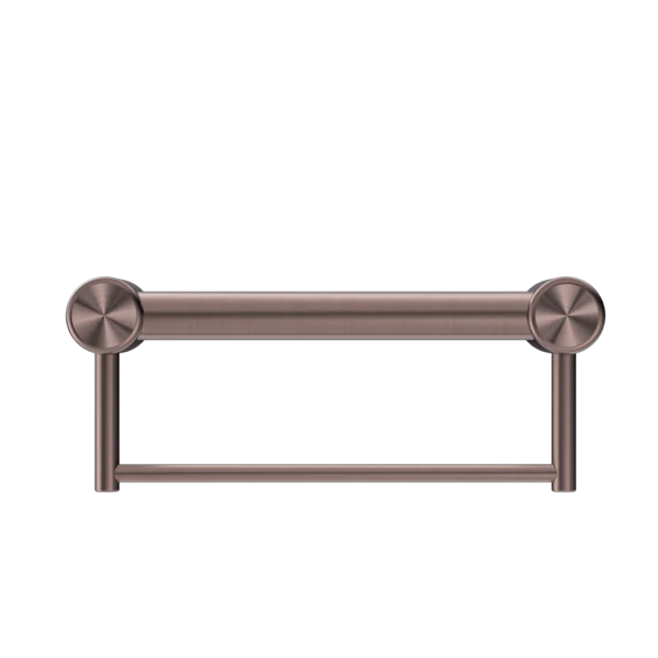 Nero Mecca Care 32mm Grab Rail With Towel Holder 300mm | Brushed Bronze | - Image 2