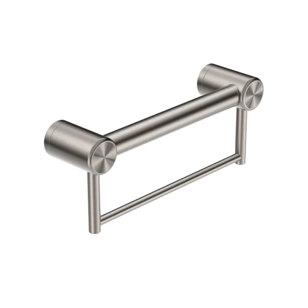 Nero Mecca Care 32mm Grab Rail With Towel Holder 300mm | Brushed Nickel |